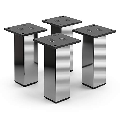sossai® Exklusiv - Aluminium Möbelfüße | E4MF-N | 4er Set | Höhe: 150mm | Farbe: Chrom von Sossai