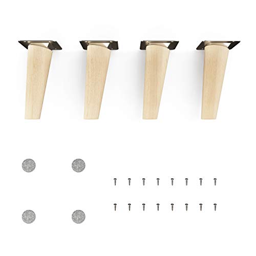 sossai® Holz-Möbelfüße - Clif Round | Natur (unbehandelt) | Höhe: 12 cm | HMF2 | rund, konisch (schräge Ausführung) | Material: Massivholz (Buche) | für Stühle, Tische, Schränke etc. von Sossai