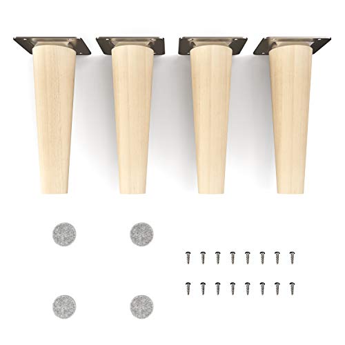 sossai® Holz-Möbelfüße - Clif Round | Natur (unbehandelt) | Höhe: 15 cm | HMF1 | rund, konisch (gerade Ausführung) | Material: Massivholz (Buche) | für Stühle, Tische, Schränke etc. von Sossai