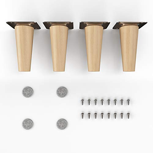 sossai® Holz-Möbelfüße - Clif Round | Öl-Finish | Höhe: 10 cm | HMF1 | rund, konisch (gerade Ausführung) | Material: Massivholz (Buche) | für Stühle, Tische, Schränke etc. von Sossai