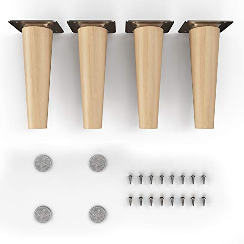 sossai® Holz-Möbelfüße - Clif Round | Öl-Finish | Höhe: 15 cm | HMF1 | rund, konisch (gerade Ausführung) |Material: Massivholz (Buche) | für Stühle, Tische, Schränke etc. von Sossai