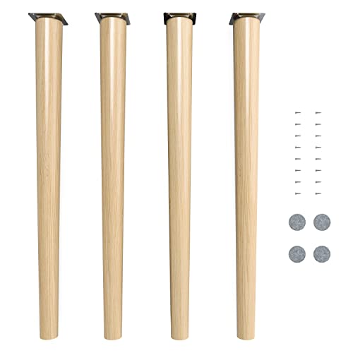 sossai® Holz-Tischbeine - Clif Round | Öl-Finish | Höhe: 71 cm | HMF1 | rund, konisch (gerade Ausführung) | Material: Massivholz (Buche) | für Tische, Beistelltische, Schminktische von Sossai