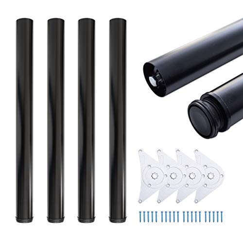 sossai® Premium Tischbeine TBBL | höhenverstellbar | Farbe: Schwarz | 4 Stück | Höhe: 71 cm (710 mm) einstellbar +2cm | Montagezubehör inklusive von Sossai