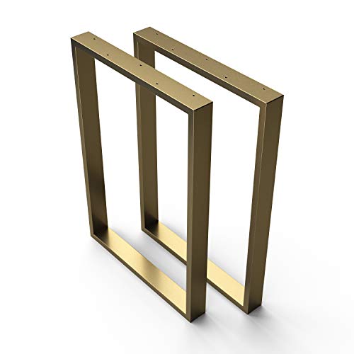 sossai® Stahl Tischkufen (pulverbeschichtet) TKK1 | Farbe: Gold-Messing | 2 Stück | Breite 60 cm x Höhe 72 cm | Industrial Design Tischbeine, Tischgestell von Sossai