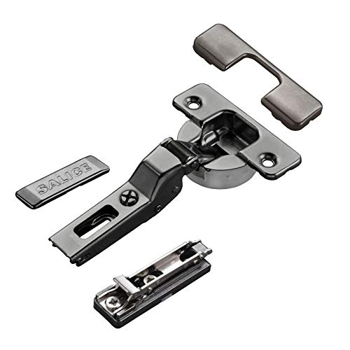 2 x Salice Topfband Serie 700 Titanium anthrazit mit Dämpfer im Topf 110° T48 Mittelanschlag inkl. Linear-Montageplatte Höhe 6 mm mit Exzenterverstellung und Abdeckkappen Möbelscharnier von SO-TECH® von SOTECH