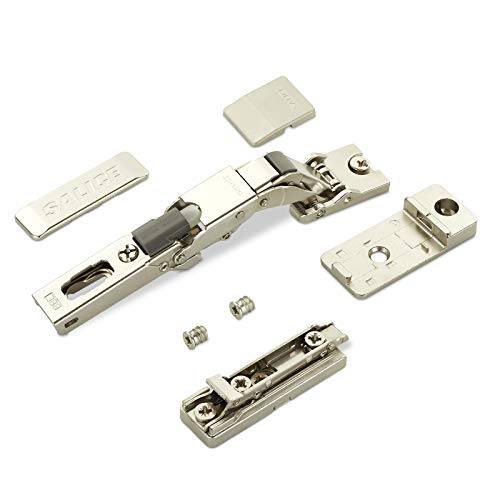 2 x Salice Universalscharnier mit Dämpfer für dünne Türen ab 8 mm Stärke 110° mit Linear-Montageplatte Höhe 3 mm mit Euroschrauben, Exzenterverstellung, Möbelscharnier mit 3-D Einstellung von SOTECH