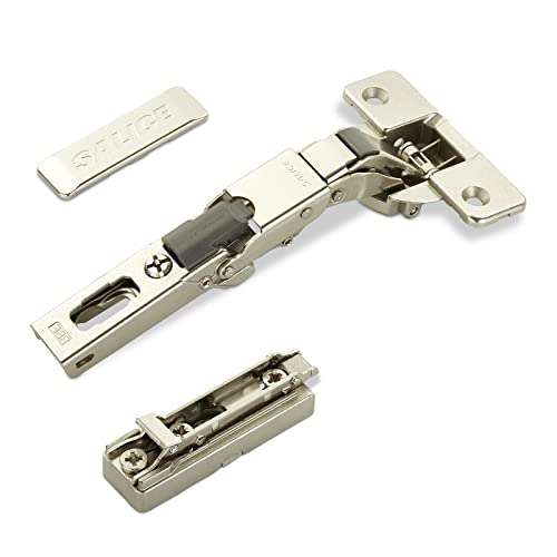 2 x Salice Universalscharniere 110° Bohrbild T48 Push Open mit Negativfeder für abgerundete, überfälzte und profilierte Türen mit Linear-Montageplatte Höhe 6 mm Exzenterverstellung von SOTECH