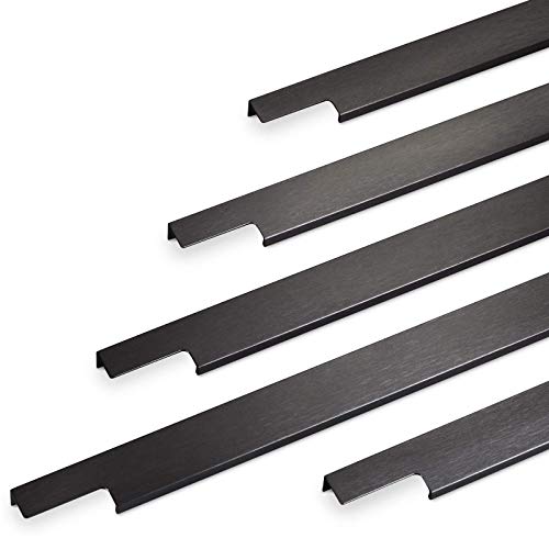 3 Stück Möbelgriffe BLANKETT 295 mm schwarz gebürstet Profilgriffe für rückseitige Verschraubung Schubladengriffe Griff-Profilleisten von SO-TECH® von SOTECH