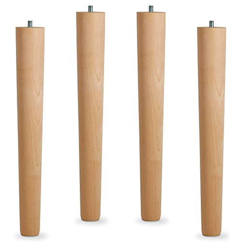 4er Set Tischbeine Buche roh H 420 mm/Ø 60/40 mm mit Gewindestift M10 / Ideal für Möbel & Couch-Tische/Holzbein Couchtisch Tischfüße Holz Möbelfüße von SO-TECH® von SOTECH