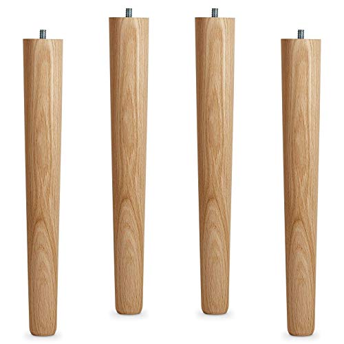 4er Set Tischbeine Eiche roh H 420 mm/Ø 60/40 mm mit Gewindestift M10 / Ideal für Möbel & Couch-Tische/Holzbein Couchtisch Tischfüße Holz Möbelfüße von SO-TECH® von SOTECH