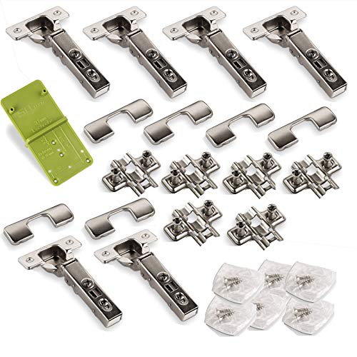 6 x SO-TECH® Topfband T45 Eckanschlag 110° Automatikscharnier mit Schnellmontage - Technik, Schließautomatik und Dämpfer + 1 x Ankörnschablone EasyGreen von SOTECH