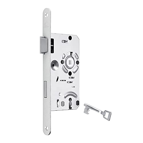 BKS Türschloss Buntbartschloss Klasse 1 Dornmaß 55 mm Stulp 20 mm DIN Links Entfernung 72 mm Buntbart Einsteckschloss aus Stahl mit Kunststoff-Falle von SOTECH für Zimmertüren von SOTECH