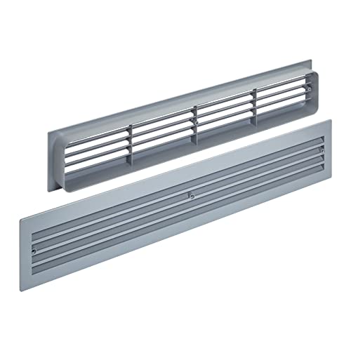 SOTECH Lüftungsgitter BRISE 457 x 92 x 17 mm grau doppelseitig durchblicksicher Schlitzlochung Türlüftungsgitter Schlitzgitter Abluftgitter von SOTECH