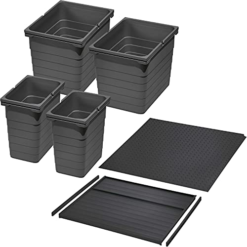 Ninka Abfalltrennsystem eins2vier KB 600 mm, Seitenstärke 16 mm Höhe 310 mm 2x 8L, 2x 17L, 1x 60er Bodenplatte, 1x 60er Deckelplatte, 2x Führungsleiste dunkelgrau für Tandembox von SO-TECH® Ninka Abfalltrennsystem eins2vier KB 600 mm, Seitenstärke 16 mm Höhe 310 mm 2x 8L, 2x 17L, 1x 60er Bodenplatte, 1x 60er Deckelplatte, 2x Führungsleiste dunkelgrau für Tandembox von SO-TECH® von SOTECH