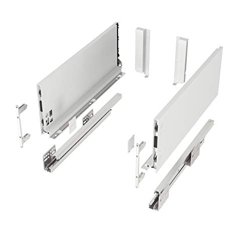 Schubkastensystem JUNKER-SLIM weiß Höhe: 167 mm Tiefe: 450 mm belastbar bis 40 Kg Soft-Close Küchenschublade mit 13 mm schlanken Schubladenzargen von SOTECH