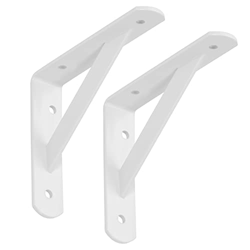SOTECH 2er Set Regalkonsolen (150 x 125 x 30 mm, weiß, pulverbeschichtet), Garderobenhalter mit Querstrebe zur Stabilisierung von SOTECH