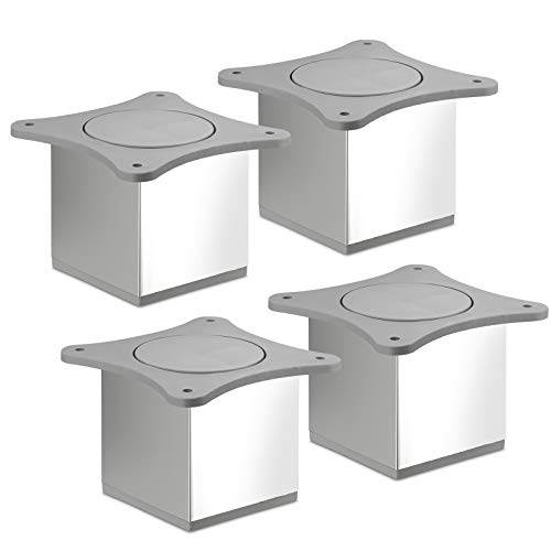 SOTECH 4 Stück Möbelfüße Quebec II 70 mm 65 x 65 mm Chrom poliert Schrankbeine aus Aluminium von SOTECH