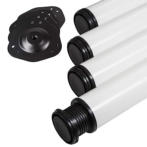 SOTECH 4 Stück Tischbeine Höhe 710 mm Ø 76/80 mm Stahl mit weißer Oberfläche belastbar bis 300 kg (75 kg pro Stück), Schreibtischbeine mit 32 mm Höhenverstellung Tischfüße von SOTECH