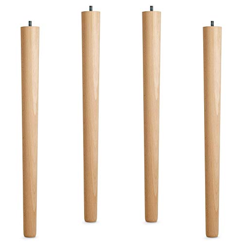 4er Set Tischbeine Buche roh H 645 mm/Ø 60/40 mm mit Gewindestift M10 Ideal für Küchen & ESS-Tische/Tischfüße Holz Möbelfüße von SO-TECH® von SOTECH