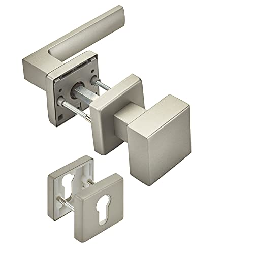 Türdrückergarnitur CUBE Edelstahloptik matt Wechselgarnitur Türknauf und Türdrücker 120 x 22 mm Vierkant 8 x 8 mm von SOTECH von SOTECH