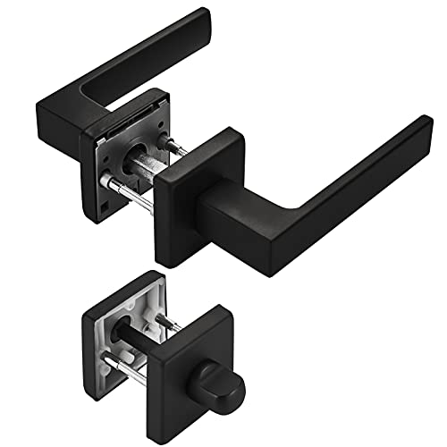 Türdrücker CUBE schwarz für Bad/WC Türen 120 x 22 mm Vierkant 8 x 8 mm Rosettengarnitur Türbeschlag von SOTECH von SOTECH