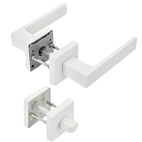 Türdrücker CUBE weiß für Bad/WC Türen 120 x 22 mm Vierkant 8 x 8 mm Rosettengarnitur Türbeschlag von SOTECH von SOTECH