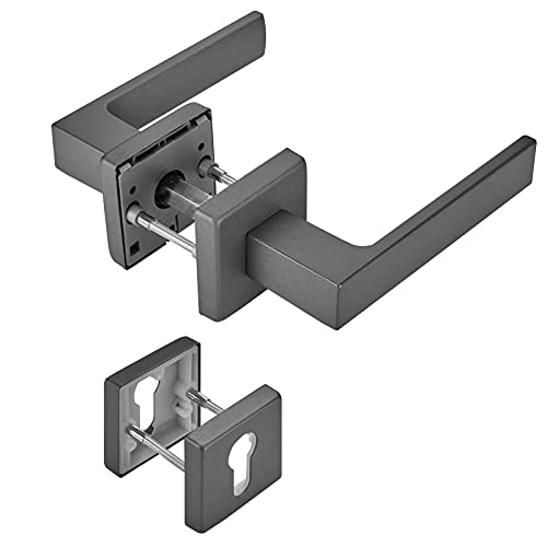 Türdrückergarnitur CUBE anthrazit für Profilzylinder 120 x 22 mm Vierkant 8 x 8 mm für Eingangstür Rosetten Drückergarnitur von SOTECH von SOTECH