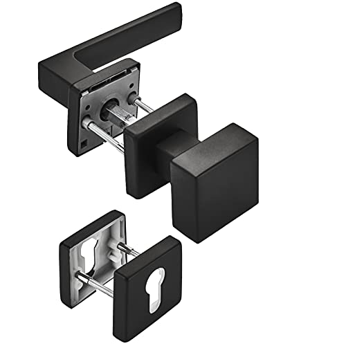 Türdrückergarnitur CUBE schwarz Wechselgarnitur Türknauf und Türdrücker 120 x 22 mm Vierkant 8 x 8 mm von SOTECH von SOTECH