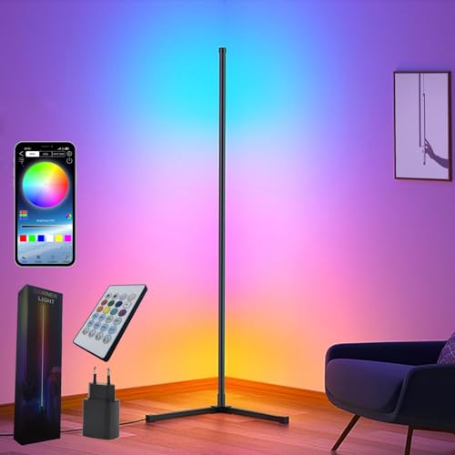 Sotipevs LED Stehlampe Wohnzimmer, 153cm Standleuchte Dimmbar, Musik Sync, DIY-Modus, Ecklampe RGB mit Fernbedienung und APP, Stehleuchte für Wohnzimmer Schlafzimmer Gaming-Raum von Sotipevs