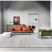 Grauer Teppich Für Wohnzimmer Abstrakter Neutral Gestreifter Moderner von SottiandCo