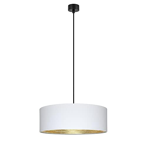 Sotto Luce Akai Glamour 1-Licht Pendelleuchte - weiß/goldener Stoff - 1,5 m schwarzes Stoffkabel - schwarze Deckenrosette - 1 x e27 - ø 45 cm Sotto Luce Akai Glamour 1-Licht Pendelleuchte - weiß/goldener Stoff - 1,5 m schwarzes Stoffkabel - schwarze Deckenrosette - 1 x e27 - ø 45 cm von Sotto Luce