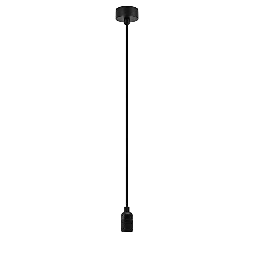 Sotto Luce Bi minimalistische 1-Licht-Pendelleuchte - schwarzes Metall - 1,5 m schwarzes Textilkabel - schwarze Deckenrosette - 1 x e27 - Fassung von Sotto Luce