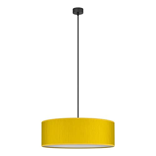 Sotto Luce Umai moderne 1-flammige Pendelleuchte - senfgelber Stoff - 1,5 m schwarzes Stoffkabel - schwarze Deckenrosette - 1 x e27 - ø 45 cm von Sotto Luce