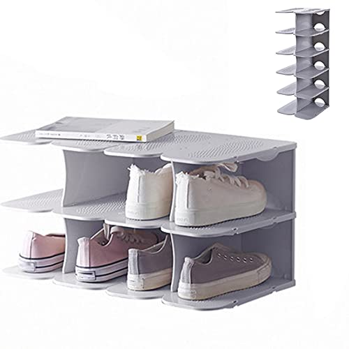 Souarts DIY Schuhregal Schmal/Breit, Stiefel Schuhe Hausschuhe Standregal Schuhschrank Schuhregale Organizer für Schrank Flur Schlafzimmer Eingang Schlafzimmer(Grau，24 * 26.8 * 63cm) von Souarts