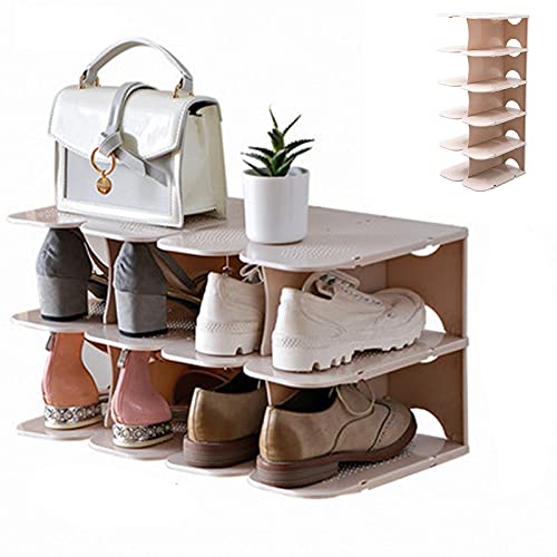 Souarts DIY Schuhregal Schmal/Breit, Stiefel Schuhe Hausschuhe Standregal Schuhschrank Schuhregale Organizer für Schrank Flur Schlafzimmer Eingang Schlafzimmer(Khaki，24 * 26.8 * 63cm) von Souarts