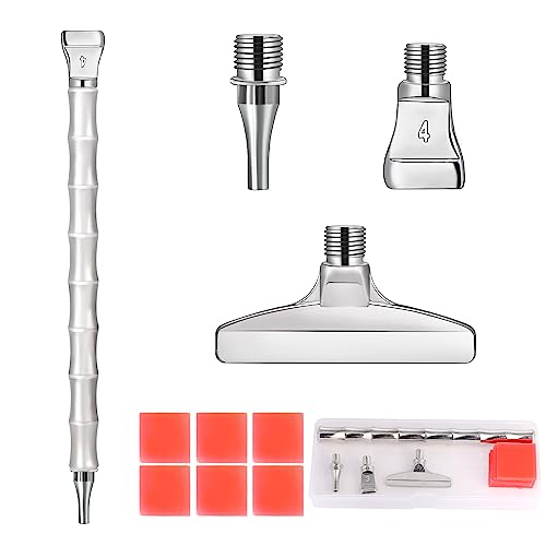 Souarts Diamond Painting Stift,Metall Bambus Stift Diamond Painting Zubehör 3/6/12 Ersatzköpfe,Diamant Malerei Werkzeuge Set für Erwachsene und Kinder DIY Handwerk mit Kleber Ton(Silber，11pcs) von Souarts