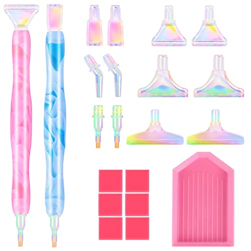 Souarts Diamond Painting Stift Zubehör Set, Bunt Diamant Painting Stifte Aufsätze Plastik, Erwachsene Kinder 5D Drill Pen für Mosaikherstellung Nagelkunst Diamantmalerei(21PCS Rosa Hellblau) von Souarts