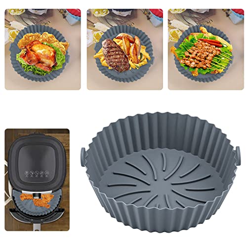 Souarts Heißluftfritteuse Silikonform Backblech ekig rund 17-22cm, Airfryer Zubehör Silikon Wiederverwendbar Universal Antihaft Luftfritteuse Matten, Luftfritteuse Tablett von Souarts