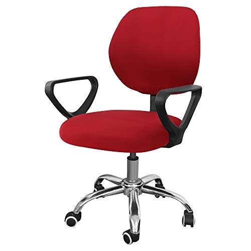 Souarts Hussen Bezug für Bürostuhl Bürostuhl-Bezug Abnehmbare Elastische Universal Stuhlhussen Stuhlbezug Computerstuhl Schreibtischstuhl Drehstuhl Office Chair Abdeckungen (1PC, Weinrot) von Souarts