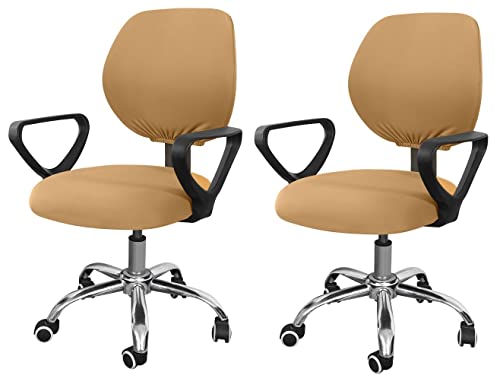 Souarts Hussen Bezug für Bürostuhl Bürostuhl-Bezug Abnehmbare Elastische Universal Stuhlhussen Stuhlbezug Computerstuhl Schreibtischstuhl Drehstuhl Office Chair Abdeckungen (2PCS, Braun) von Souarts