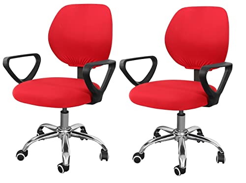 Souarts Hussen Bezug für Bürostuhl Bürostuhl-Bezug Abnehmbare Elastische Universal Stuhlhussen Stuhlbezug Computerstuhl Schreibtischstuhl Drehstuhl Office Chair Abdeckungen (2PCS, Rot) von Souarts