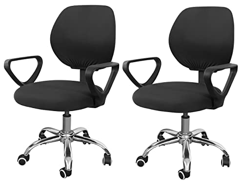 Souarts Hussen Bezug für Bürostuhl Bürostuhl-Bezug Abnehmbare Elastische Universal Stuhlhussen Stuhlbezug Computerstuhl Schreibtischstuhl Drehstuhl Office Chair Abdeckungen (2PCS, Schwarz) von Souarts