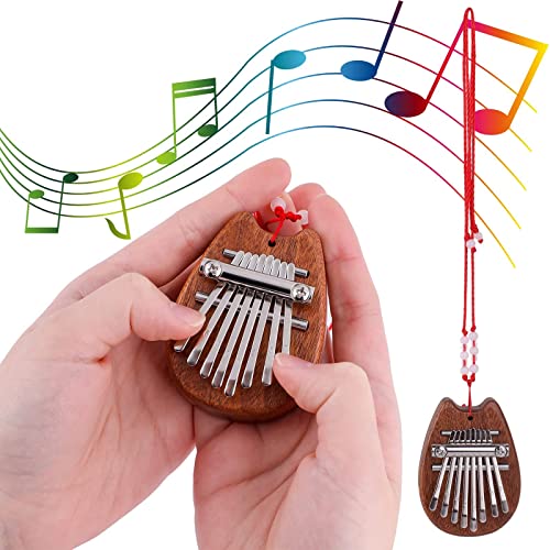 Souarts Mini Kalimba Instrument mit 8 Schlüssel, Tragbar Daumenklavier für Musikliebhaber Erwachsene Anfänger Kinder Spielzeug Geschenk(Braun，Katze) von Souarts