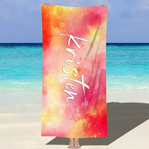 Souarts Personalisiert Microfaser Strandtuch Badetuch 152cmx76cm, Baumwolle Handtuch Stranddecke Strandlaken Sandfreie Schnell trocknende für Strand Reise Schwimmen(Rot Tie-dye) von Souarts