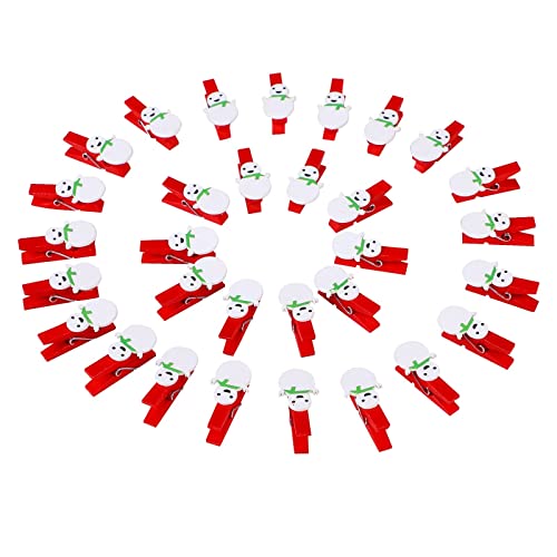 Souarts Rot Weihnachten Schneeflocke Mini Holz Klammer Clips Miniklammern für Namensschilder und zum Basteln 50St von Souarts