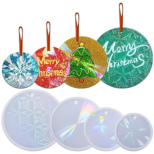 Souarts Weihnachten Resin Silikonform Epoxidharz Formen Silikon Holografisch Effekt DIY Gießform Harz Silikonformen für Weihnachtskugeln Weihnachtsbaum Deko (Blau 5-9.5cm) von Souarts