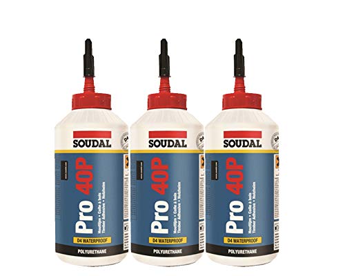 Set 3x Soudal Holzleim Pro 40P PU-Leim wasserfest Polyurethanleim Leim D4 750g von Soudal