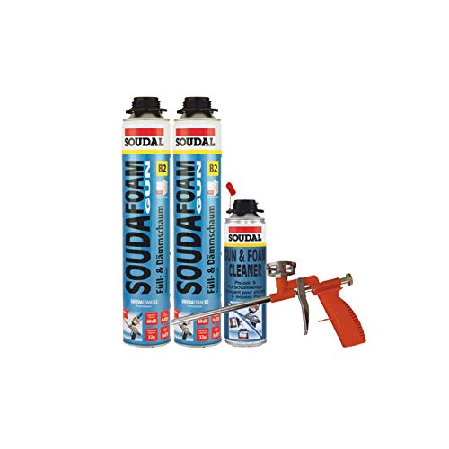 Soudafoam B2 Pistolenschaum Set 2 Stück mit Schaumpistole compact + Reiniger von Soudal