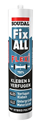 Soudal Fix ALL Flexi, für alle Anwendungen im Bereich Kleben und Verfugen, Kartusche: 290ml, Farbe: Hellgrau von Soudal