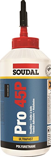 Soudal Holzleim PRO 45 P, sehr schnell trocknender und anwendungsfertiger Kleber auf Polyurethan-Basis, beige, Kanne: 5kg von Soudal